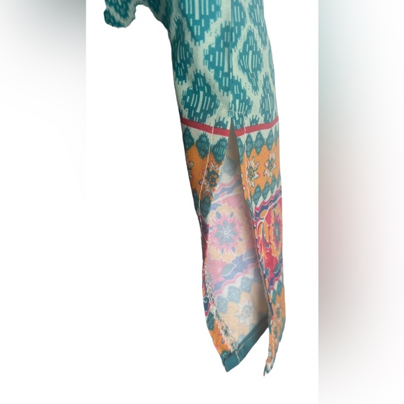 Urban CoCo Boho Print Tassel Toe Front Tunic Top/Dress size M Turquoise - Picture 8 of 14